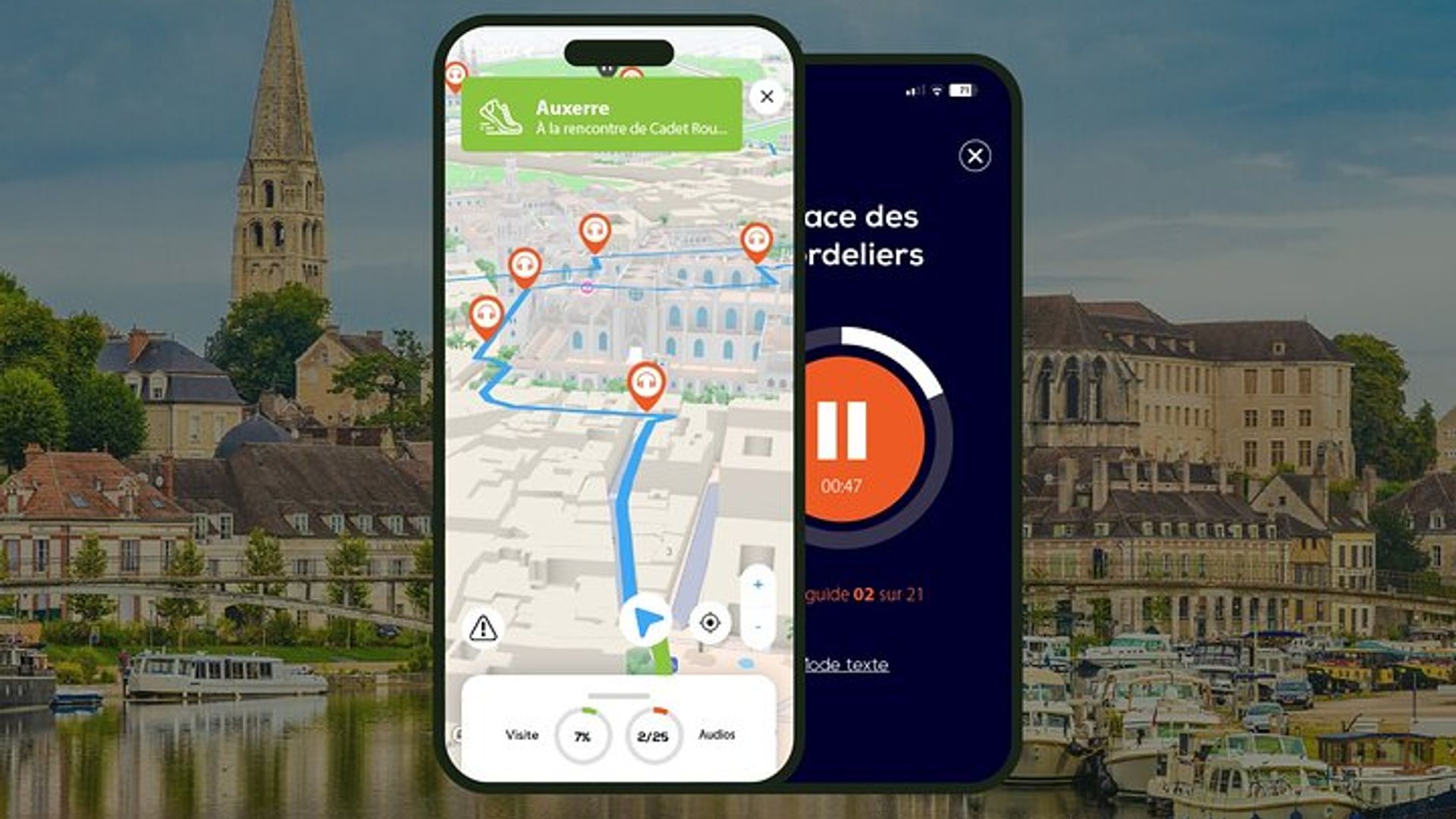 Auxerre Audio guided walking tour 1h15 and 21 audio comments