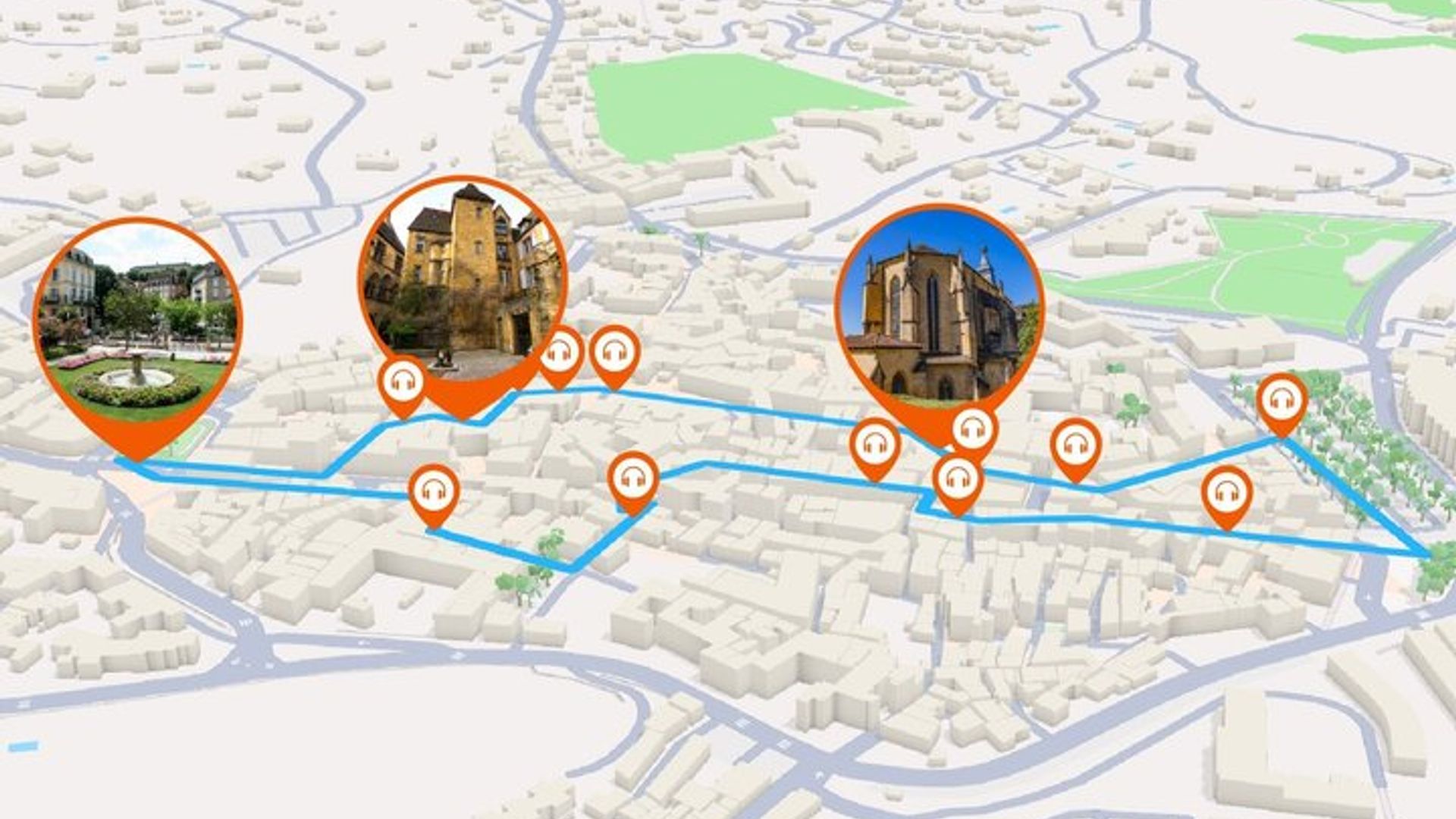 Sarlat-la-Caneda 1-hour audio guided walking tour and 15 audio commentaries