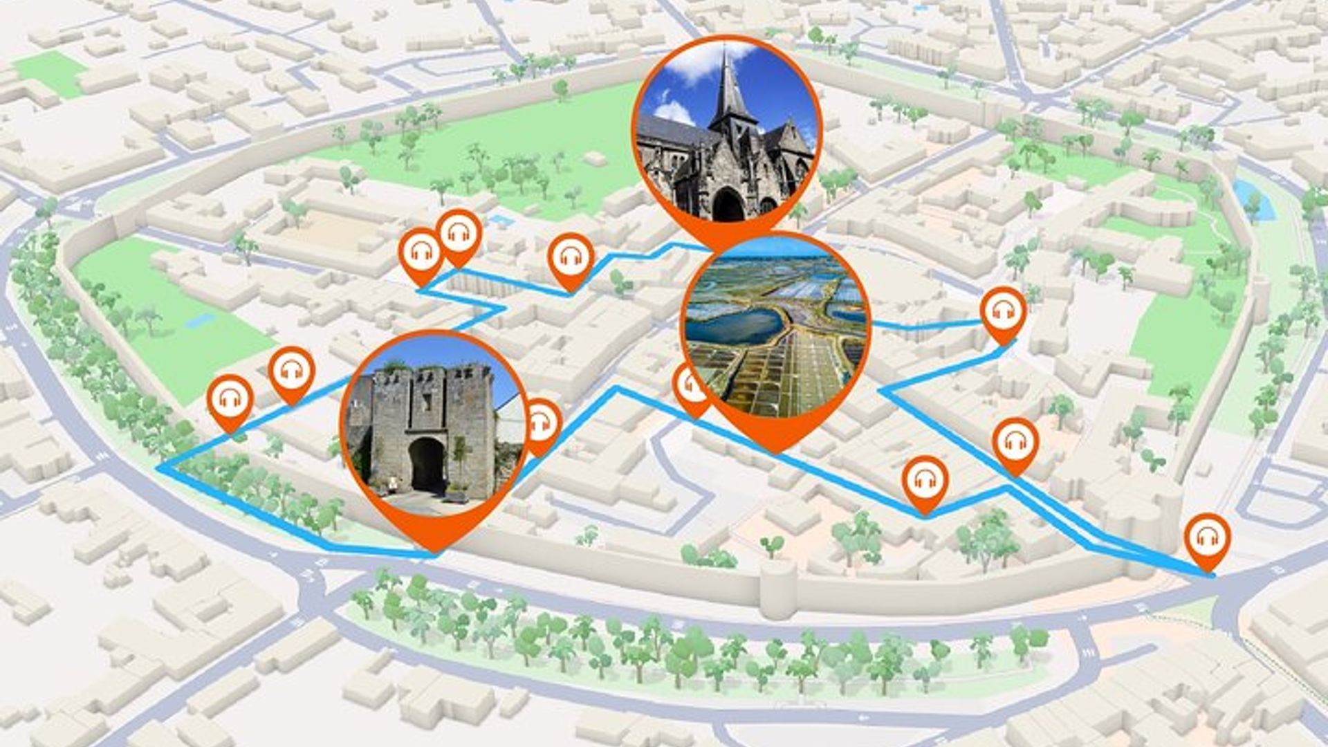 Guérande 1-hour audio guided walking tour and 14 audio commentaries