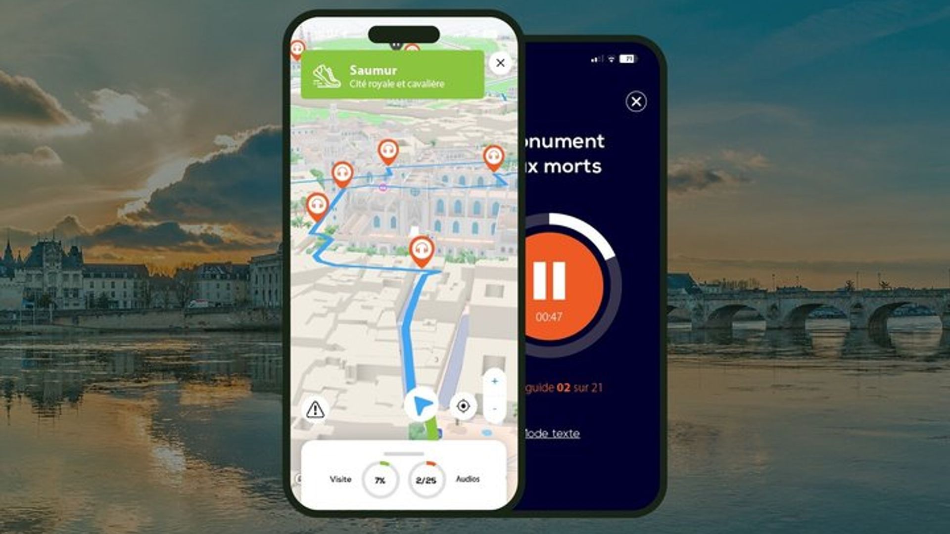 Saumur: 1.5 hour audio guided walking tour and 18 audio commentaries