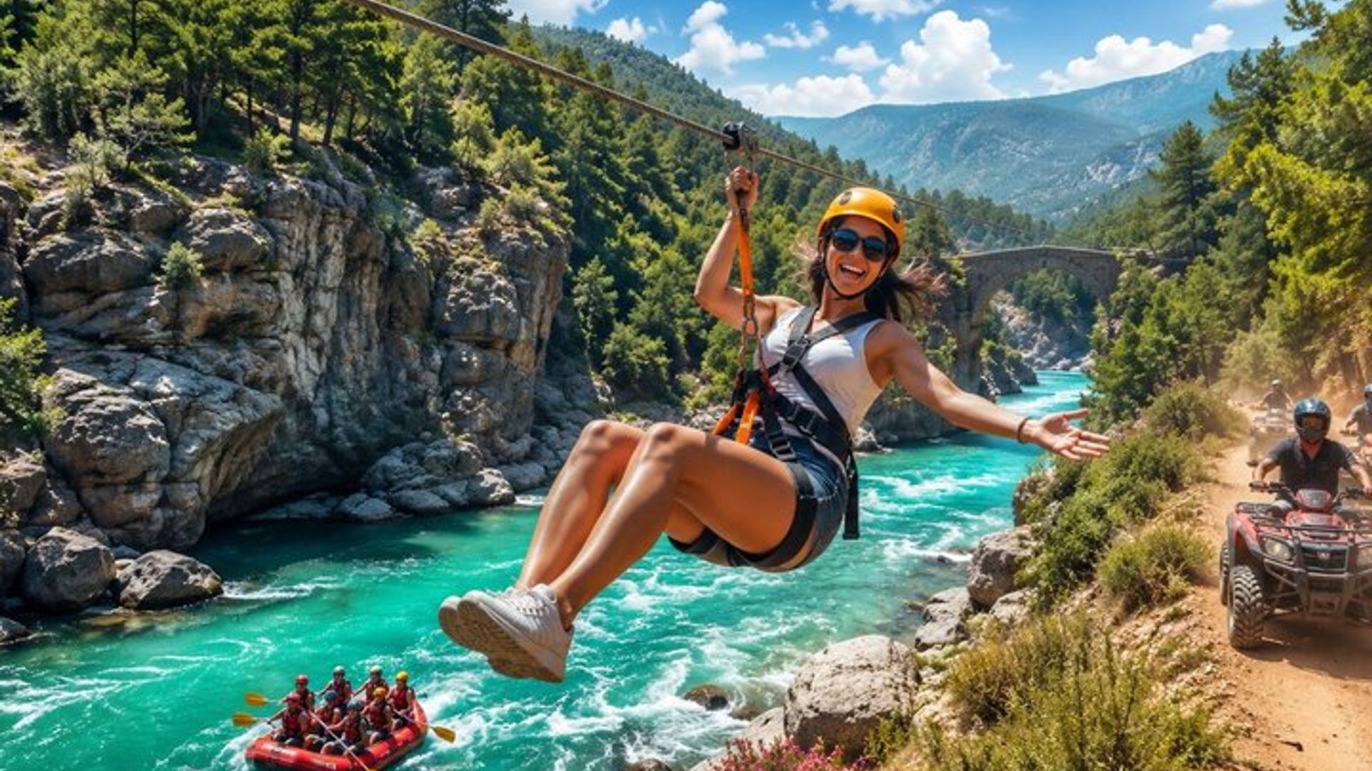 River Rafting, Ziplineing & Quad Safari with Transfer from Belek