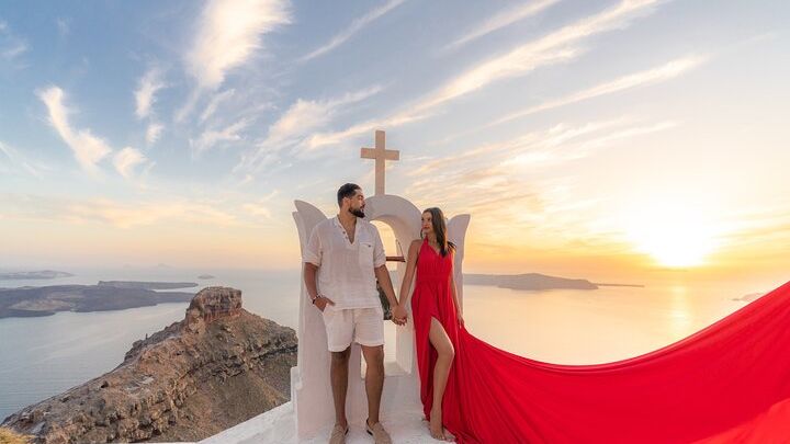 Santorini Private Flying Dress Photoshoot Experience