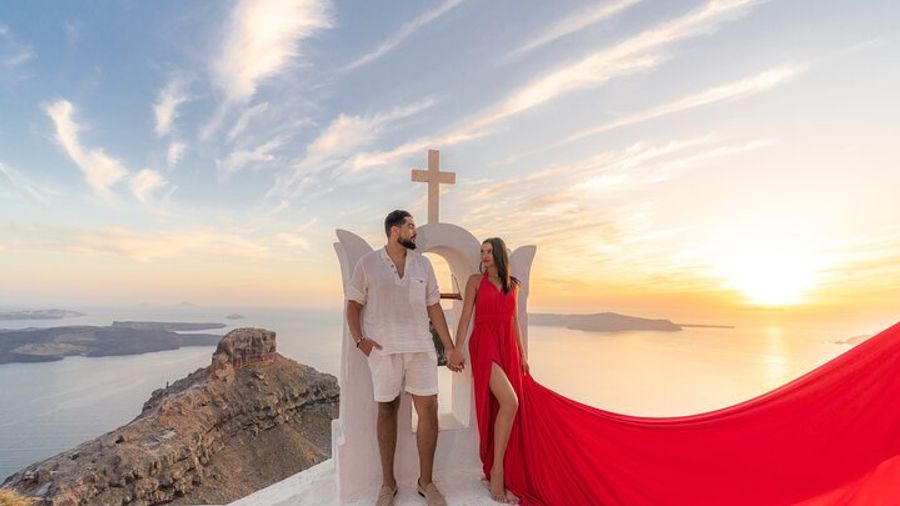 Santorini Private Flying Dress Photo Photoshoot Experience