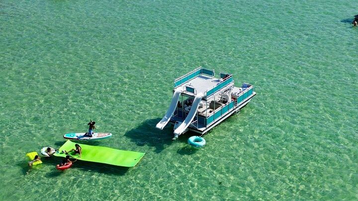 Destin’s Private Crab Island Double Slides Pontoon Charter