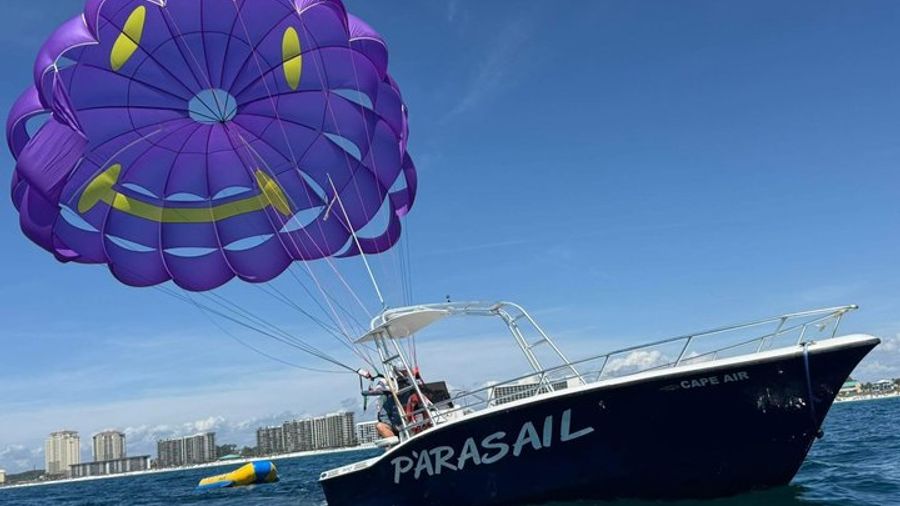 Parasailing Adventure Over Shell Island in Panama City Beach