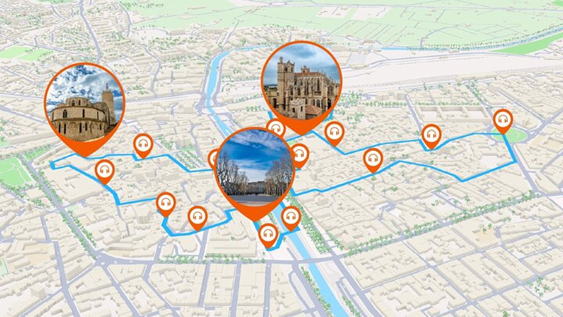 Narbonne Visite audioguidée à pied 1h40 et 20 commentaires audios