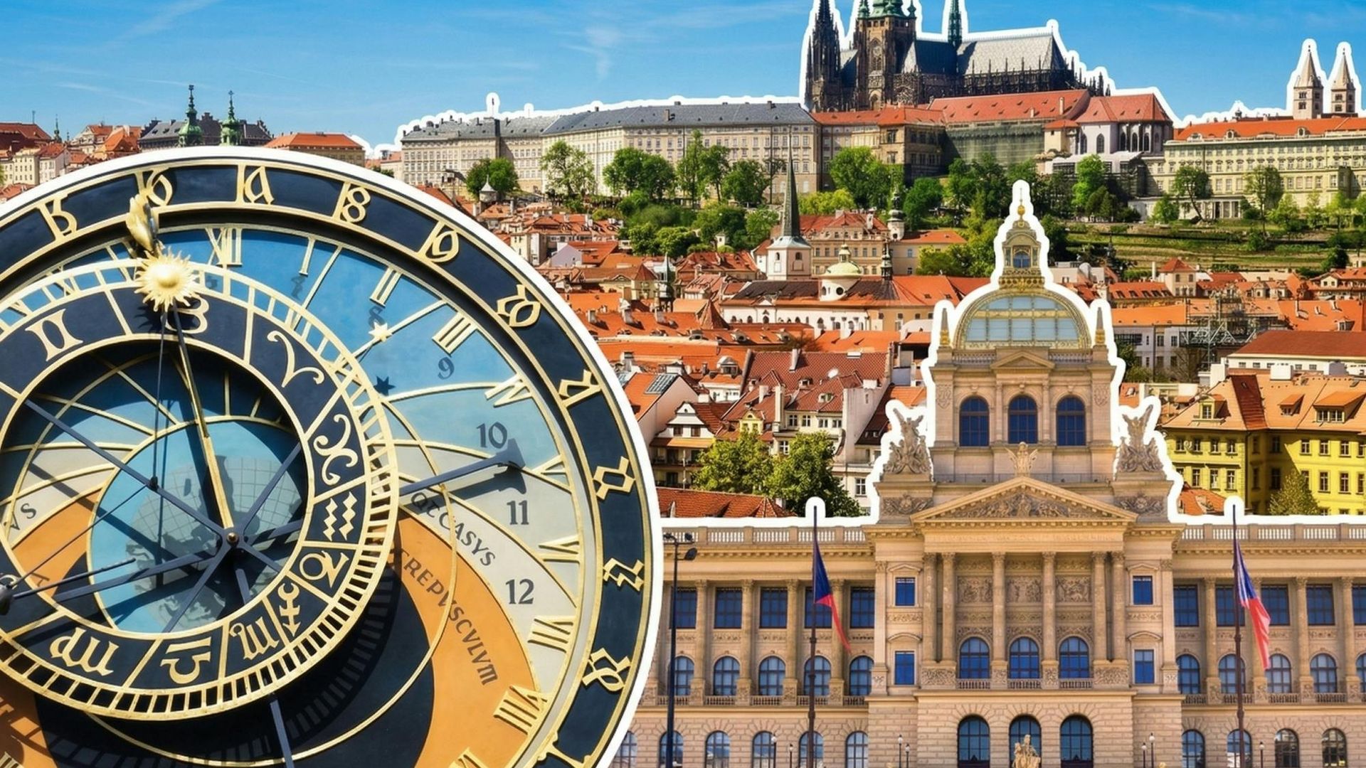 Prague Castle and Orloj with National Museum or Jewish Quarter