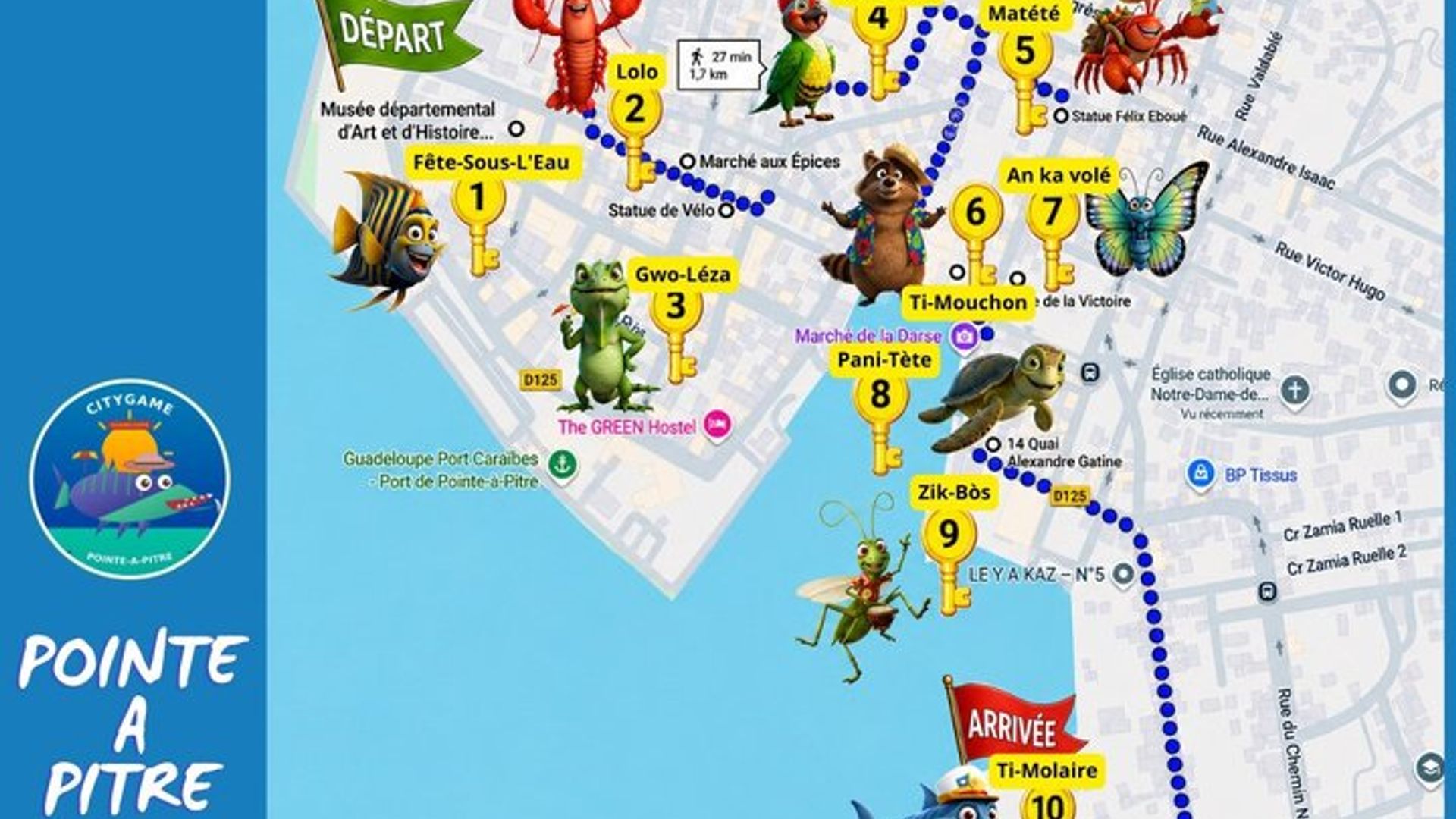 ¡Visita Pointe-à-Pitre con una divertida y entretenida búsqueda del tesoro!