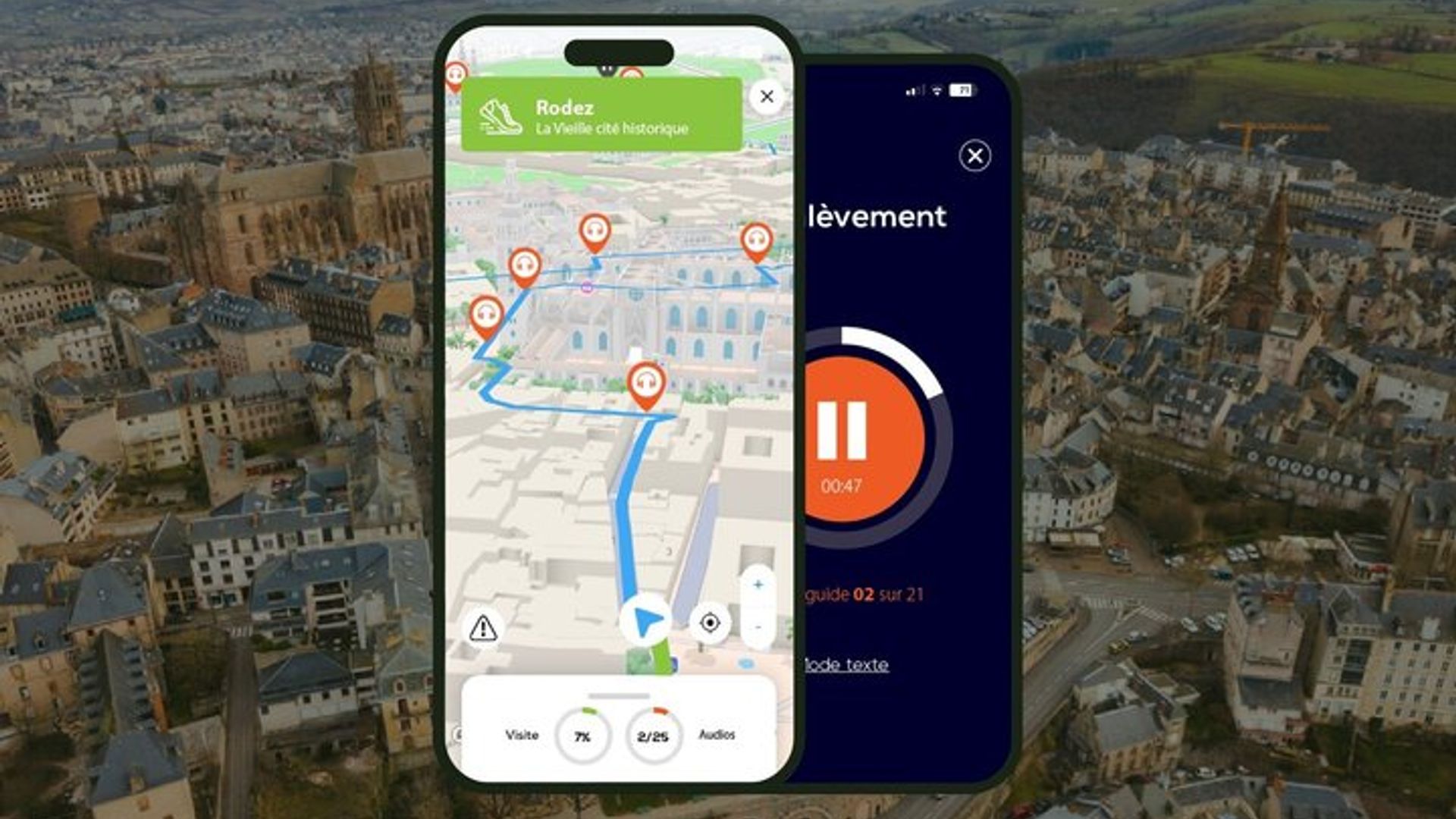 Rodez Visite audioguidée à pied 1h et 17 commentaires audios