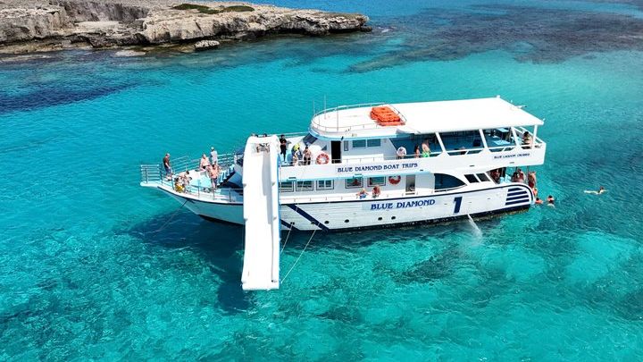 Blue Lagoon Boat Tour with Giant Slide and Transfers from Paphos