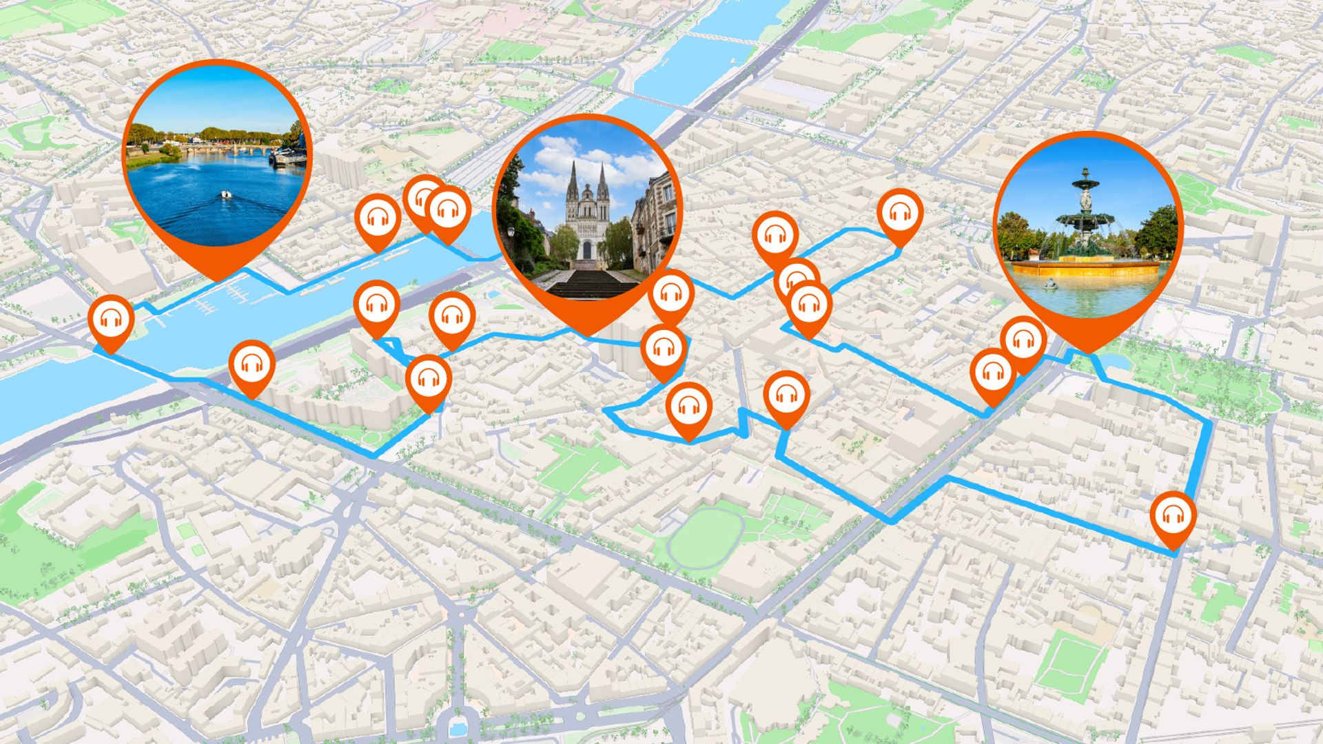 Angers: 2.15 hour audio guided walking tour and 22 audio commentaries