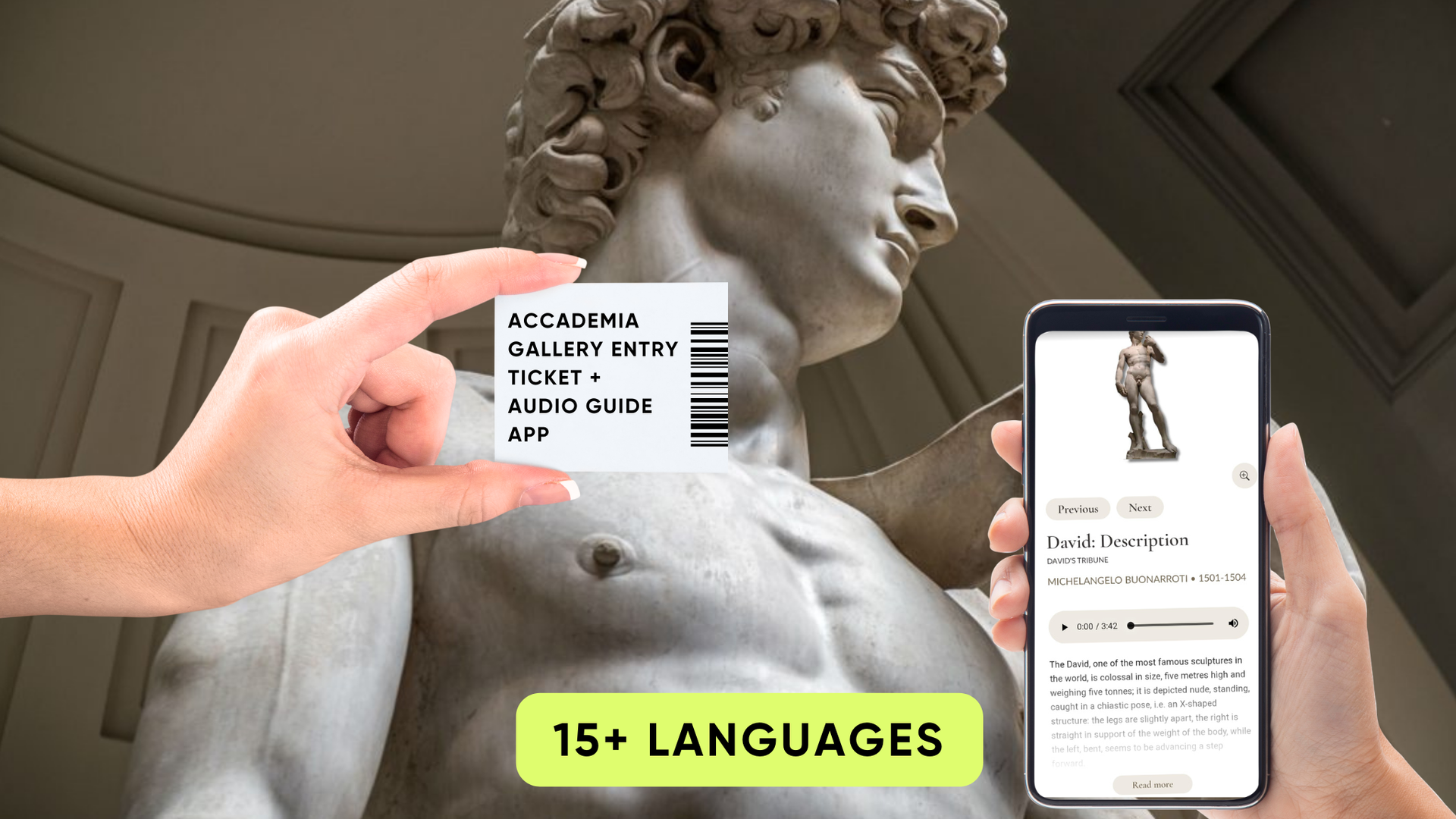 Florence: Accademia Gallery Entry Ticket & Multilingual Audio App