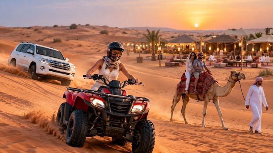 Dubai Evening Desert Safari W/ Camel Ride & BBQ Dinner