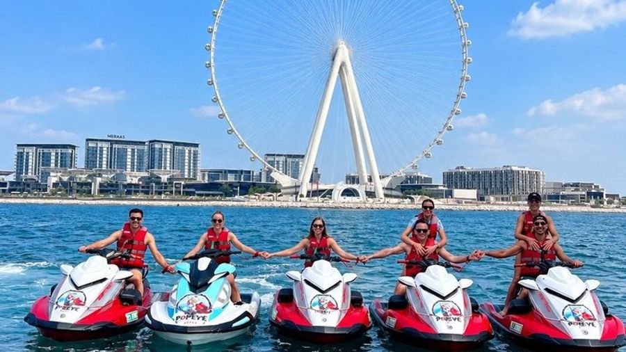 A shared, two-seater jet ski tour in Dubai