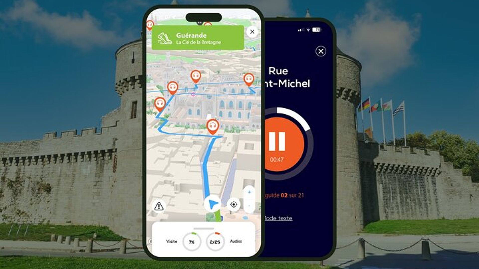Guérande Visite audioguidée à pied 1h et 14 commentaires audios