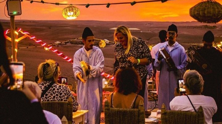 Agafay Desert Camel Ride Sunset Dinner and Live Moroccan Show