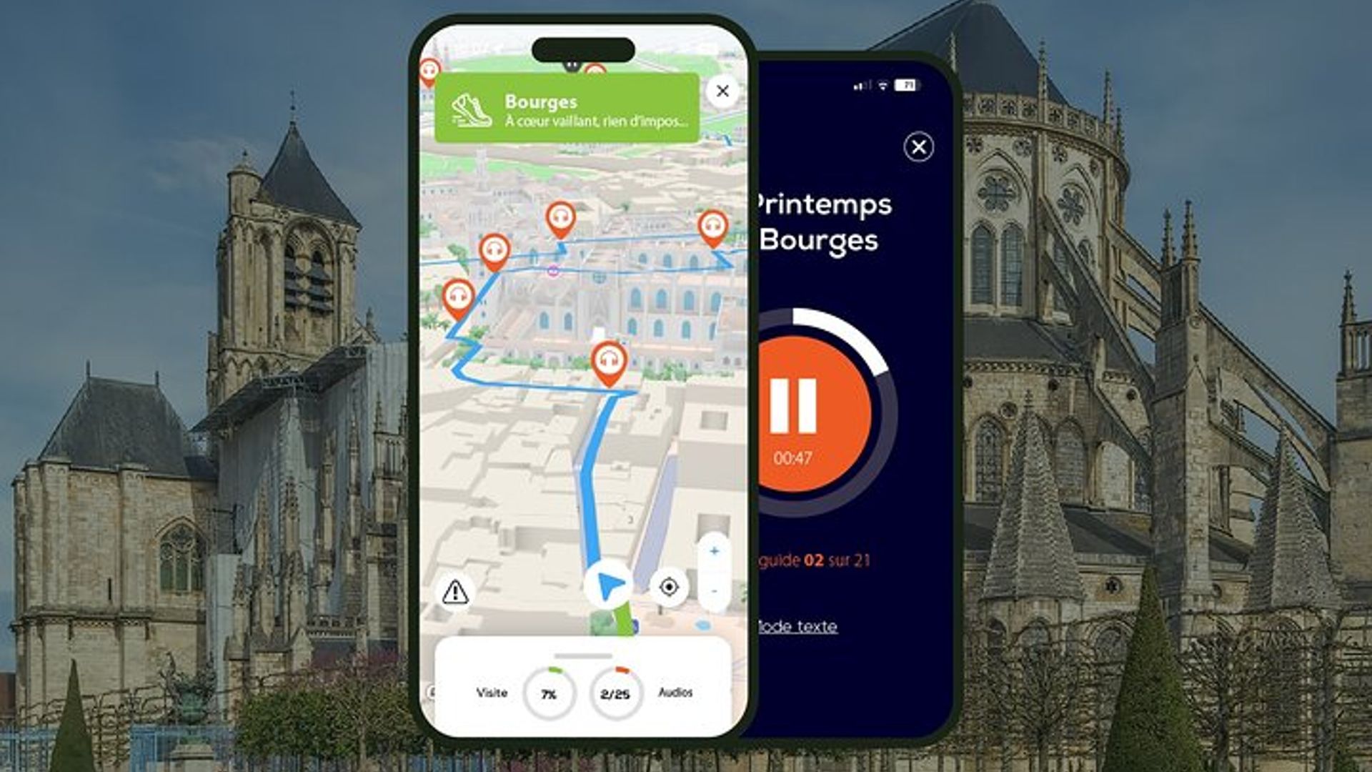 Bourges: Visita a pie con audioguía, 1 hora y 20 minutos con 22 comentarios de audio.
