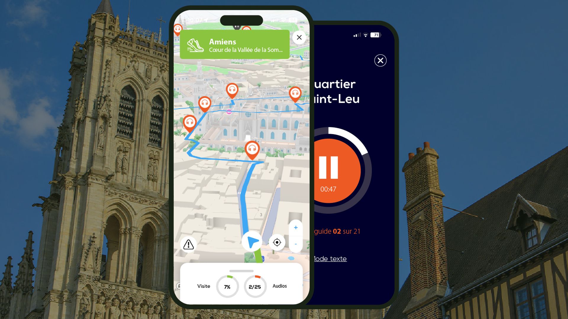 Amiens: 3.15 hours and 15 minutes audio guided walking tour and 27 audio comments